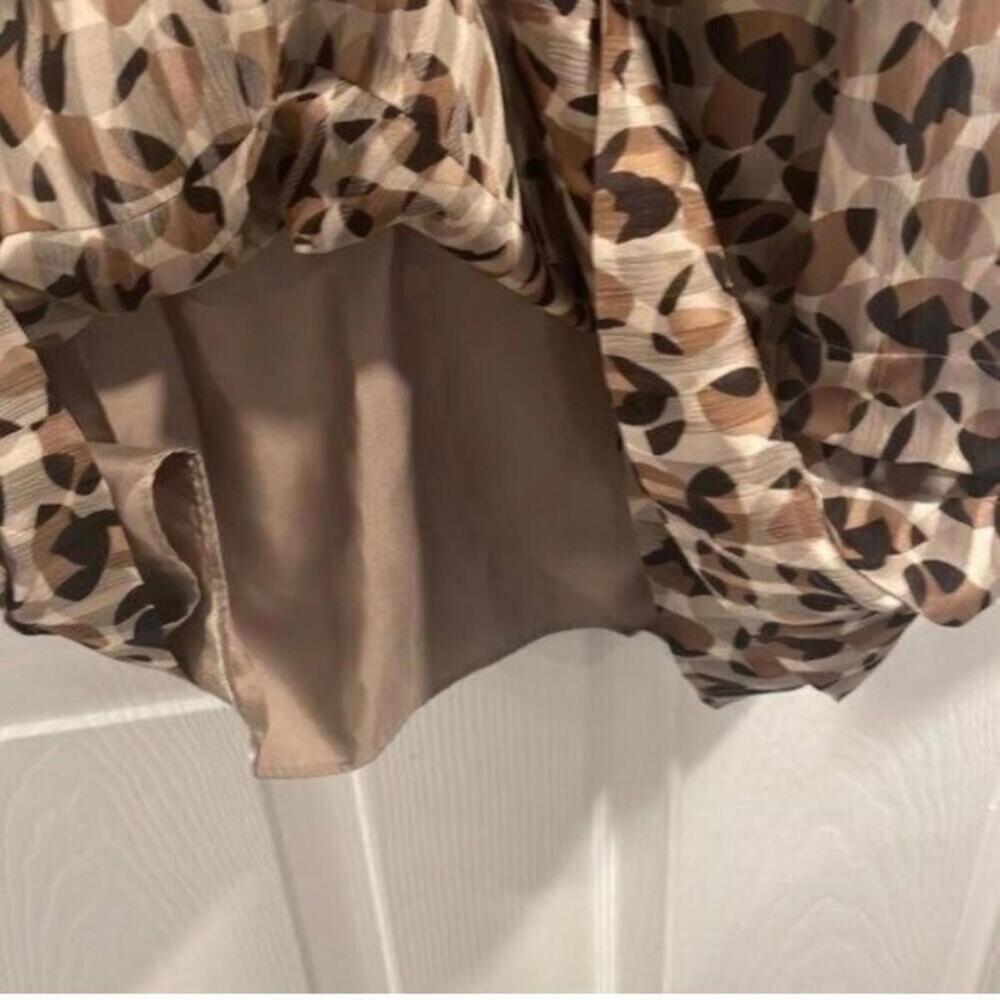 Bcbg Maxazria Brown Mixed Circular Pattern 100% S… - image 6